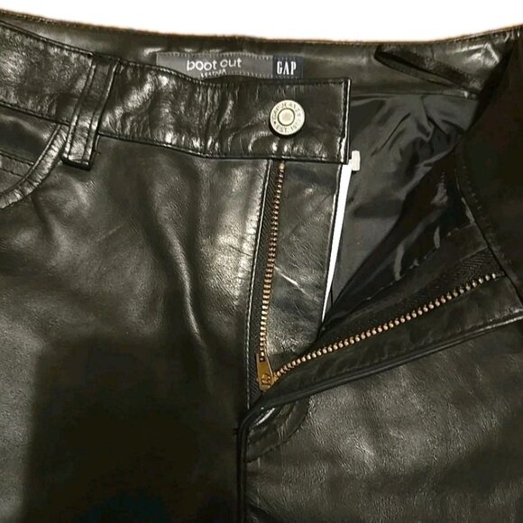 Genuine Leather bootcut Pants Black Womens Sz2 NWT GAP w Lining - Picture 7 of 8